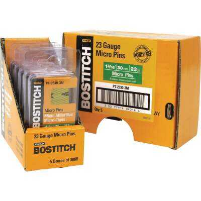 Bostitch 23-Gauge Coated Pin Nail, 1-3/16 In. (3000 Ct.)